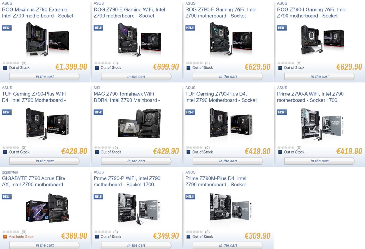유럽의 Z790 메인보드 가격 - 컴퓨터 / 하드웨어 - 기글하드웨어