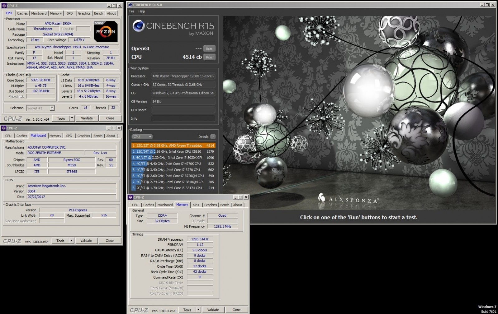 스레드리퍼 1950X 5.37GHz 오버클럭 - 컴퓨터 / 하드웨어 - 기글하드웨어